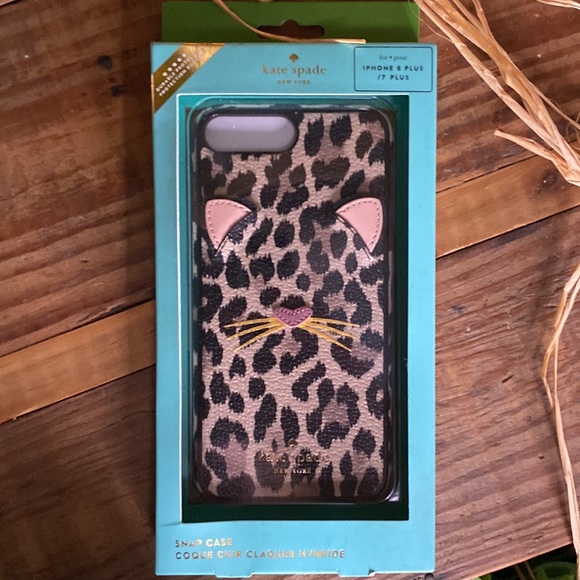 Kate Spade Leopard Print Kitty Cat IPhone 8 Plus - IPhone 7 Plus Snap Case - Picture 13 of 16
